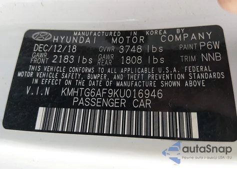 2019 Hyundai Veloster 2.0 z USA, uszkodzony, nr VIN KMHTG6AF9KU016946